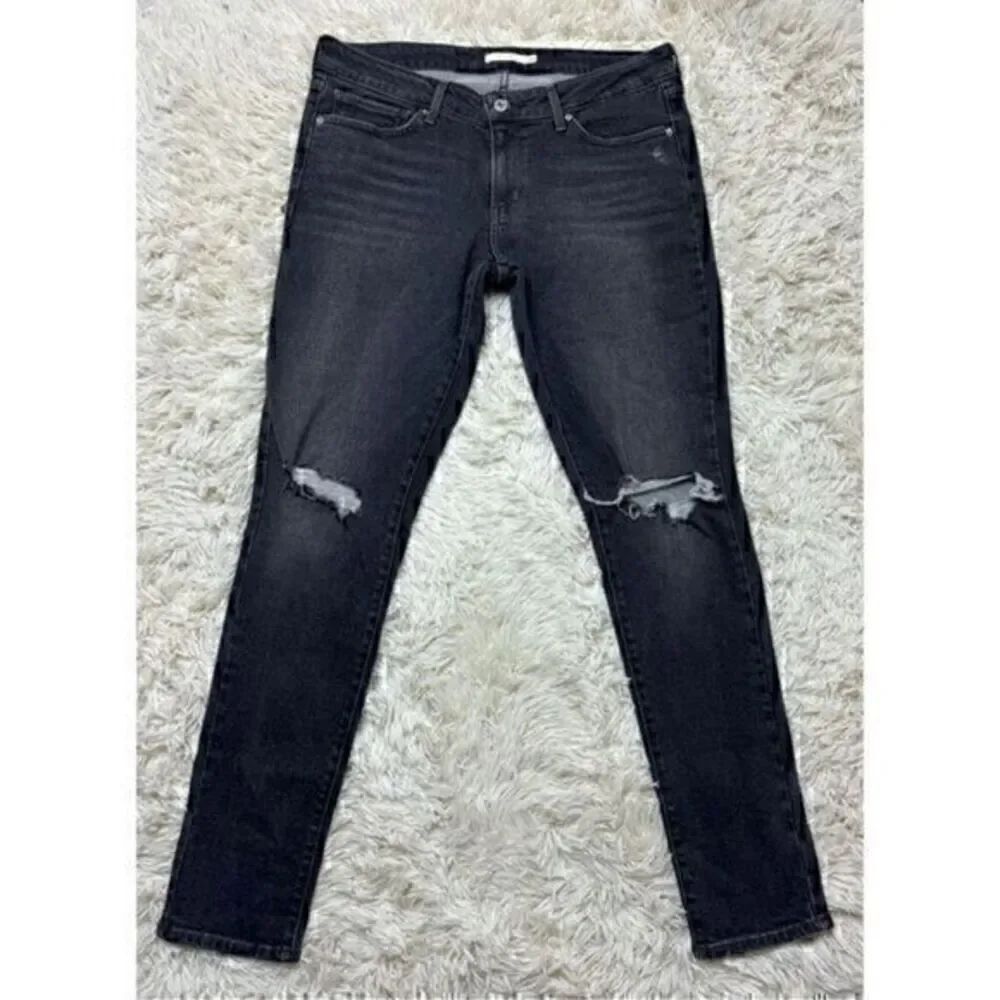 Women’s Charcoal Distressed Levi’s 711 Skinny Jeans Size 31